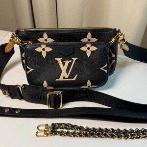 Empreinte Monogram Multi Pochette Accessories Black Beige and Monogram Strap